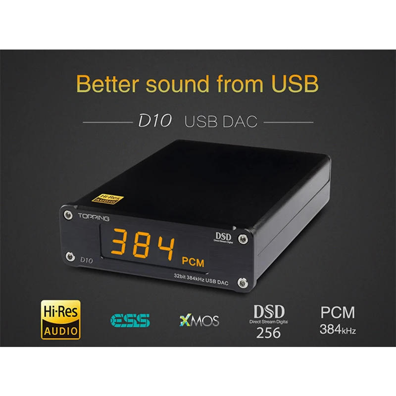  TOPPING D10 usb dac spdif A dac XMOS XU208 ES9018K2M decodificador OPA2134 óptico Coaxial salida rc