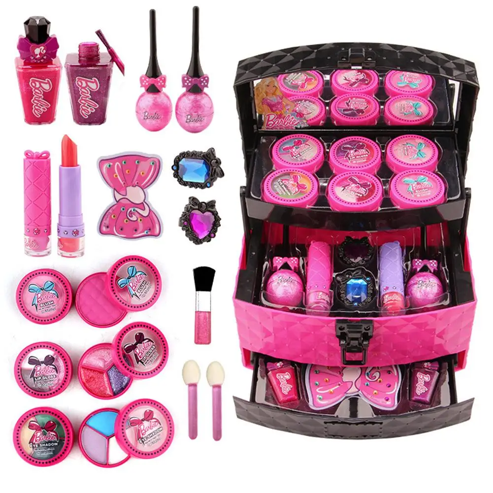 

Bobbys Children Cosmetics Princess Makeup Box Set Girl Lipstick Eyeshadow Fingertips Suitcase Toys Children Gift Pretend Play