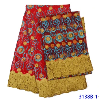 

Bazin Fabrics African Bazin Riche Getzner Batik fabric guipure lace with 2yards Tulle Lace Newest for women clothes