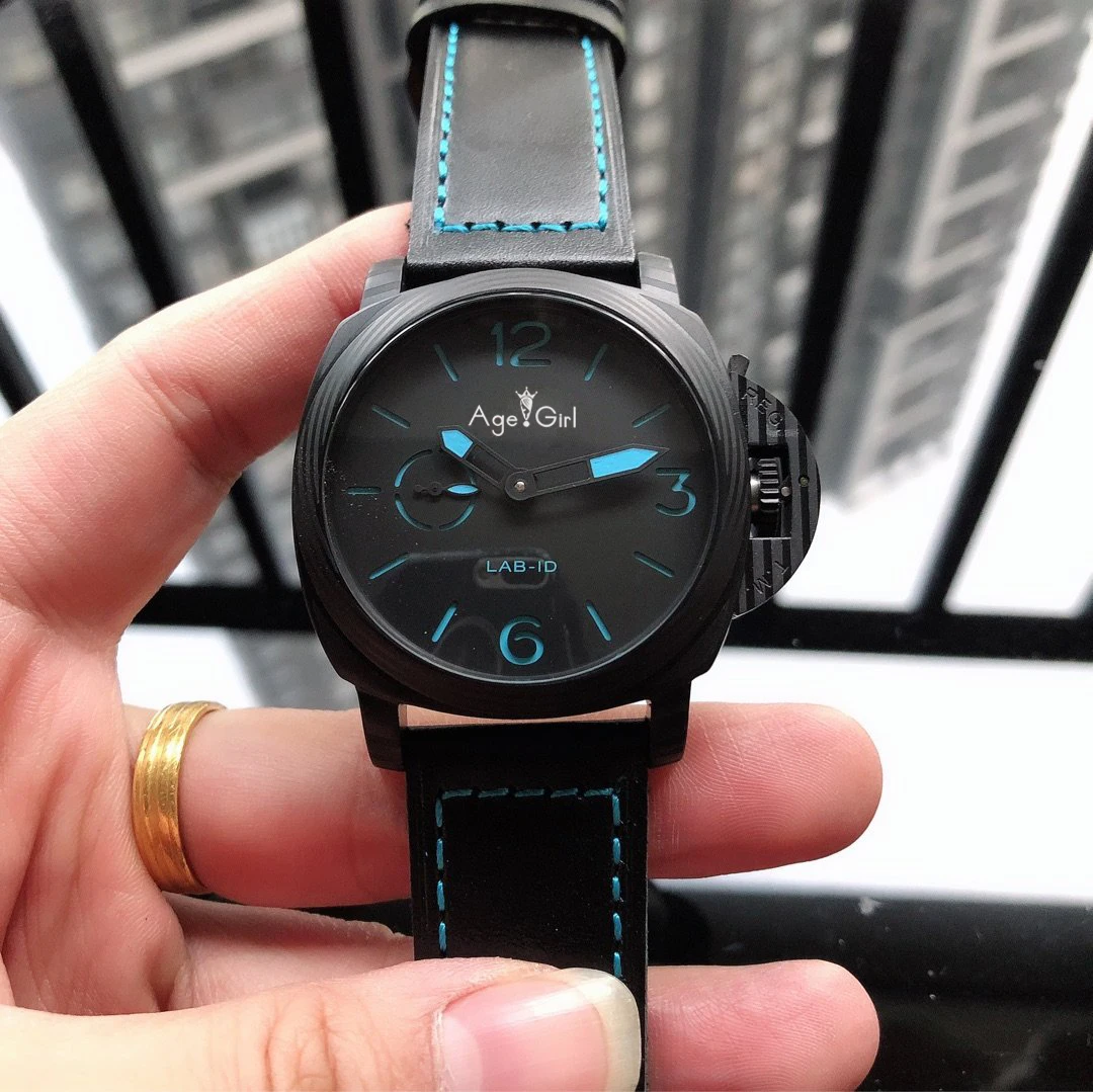 

Luxury Brand New Men Automatic Mechanical Sapphire Stainless Steel 11950 Carbotech Auto 47MM Luminous Black Blue Leather Watch