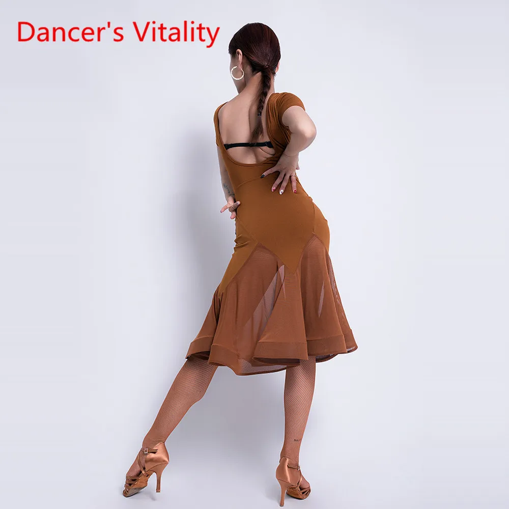 Латинский танец новое платье женское взрослое платье сексуальный с V-образным вырезом сценический костюм женщина профессиональная практика одежда