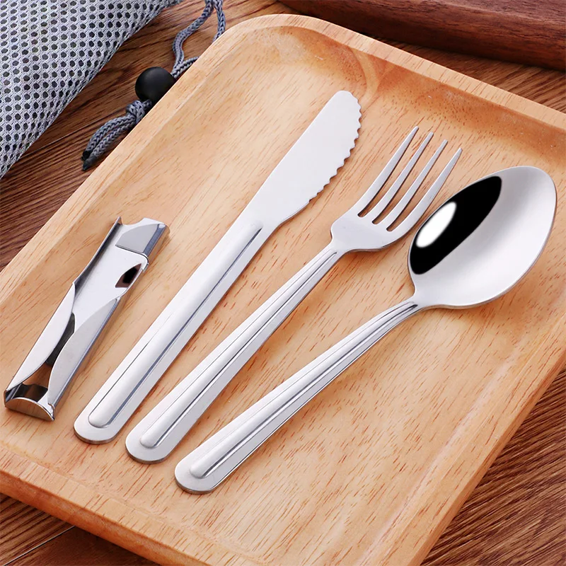 Dinnerware Set Travel Cutlery Set Camping Tableware Reusable Utensils Set with Spoon Fork Chopsticks Straw and Portable Case