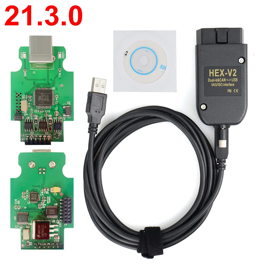 10pcs VAG COM HEX V2 21.3 VAGCOM 20.12 CAN USB Interface 20.4 Multi-Language ATMEGA162+16V8+FT232RL | Автомобили и мотоциклы