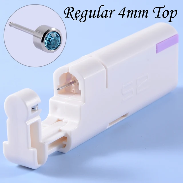 2PCS Ear Nail Gun Disposable Aseptic Household Ear Piercing Gun Portable Ear Piercing Gun Group Sterilized Ear Piercing Unit Pair Silver Aqua