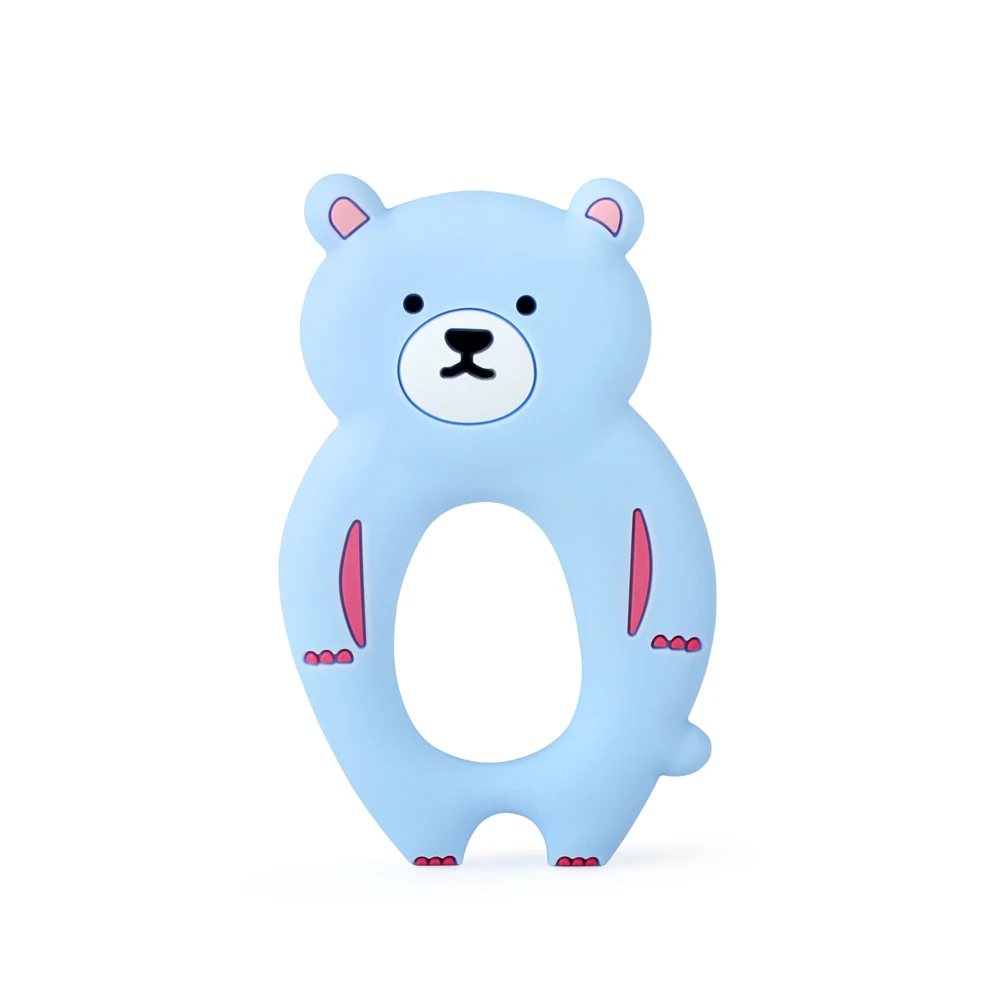 Blue Keep& Grow, 1 шт., силиконовый Прорезыватель для зубов с медведем, без БФА, грызун, Детские Прорезыватели, сделай сам, ожерелье, изготовление прорезывателей, игрушки, аксессуары, силиконовые бусины - Цвет: Blue
