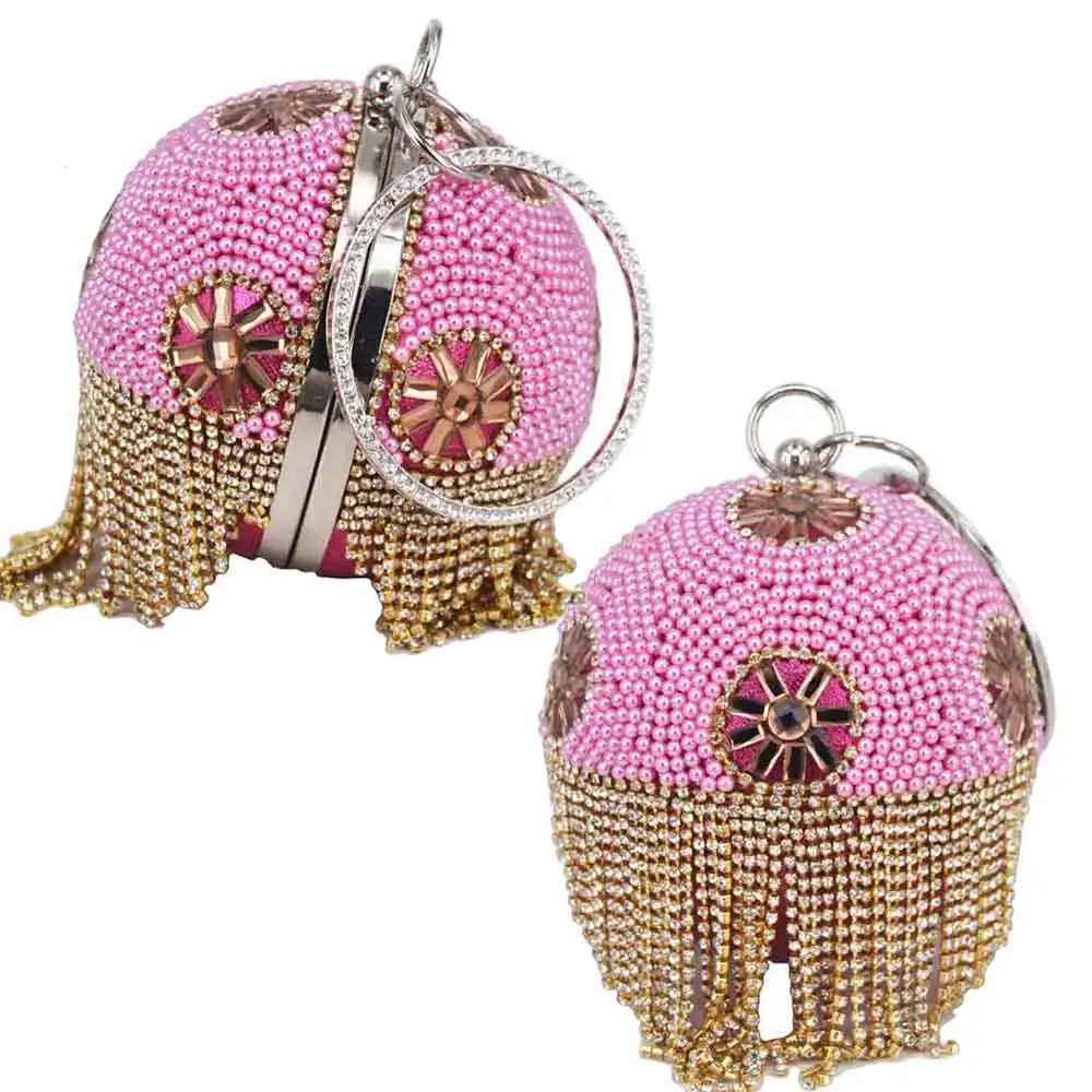 Pink Дизайнерские сумки с кристаллами и кисточками, роскошные сумки с кристаллами, сумки-клатчи для женщин, ручные вечерние сумки - Цвет: Pink