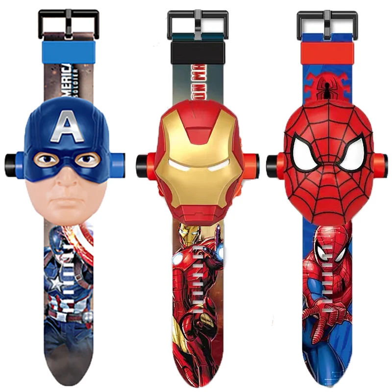Новые часы Disney с 3d-проекцией Мультяшные цифровые супергерои Человек-паук