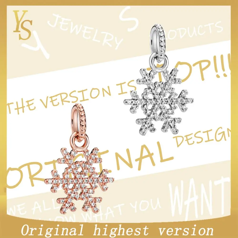 

YS Charm 100% sterling silver top version original full inlaid snowflake charms new style