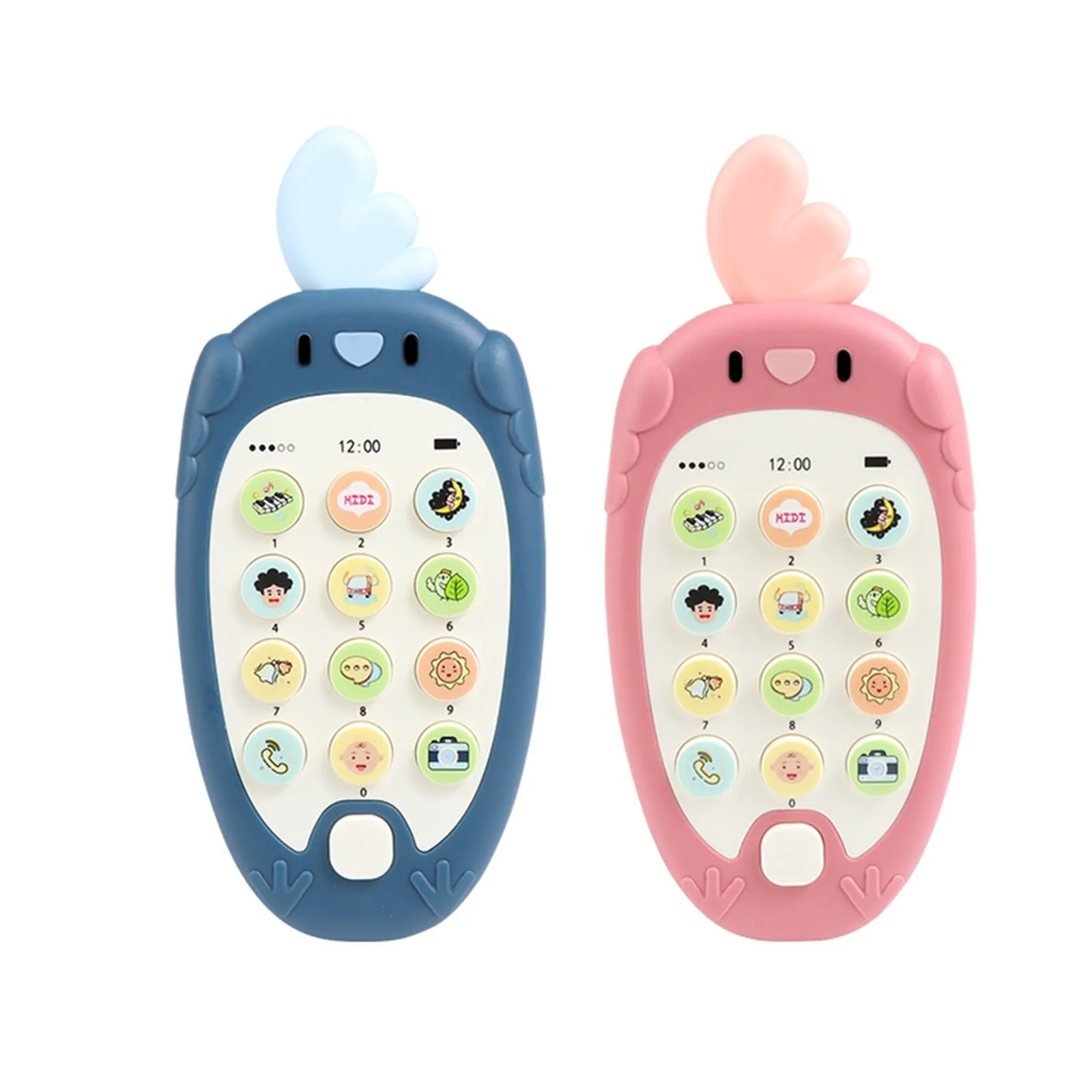 Sonajeros móviles para bebés, juguete electrónico para bebés, teléfono, sonido de música, gutapercha, cambio de cara