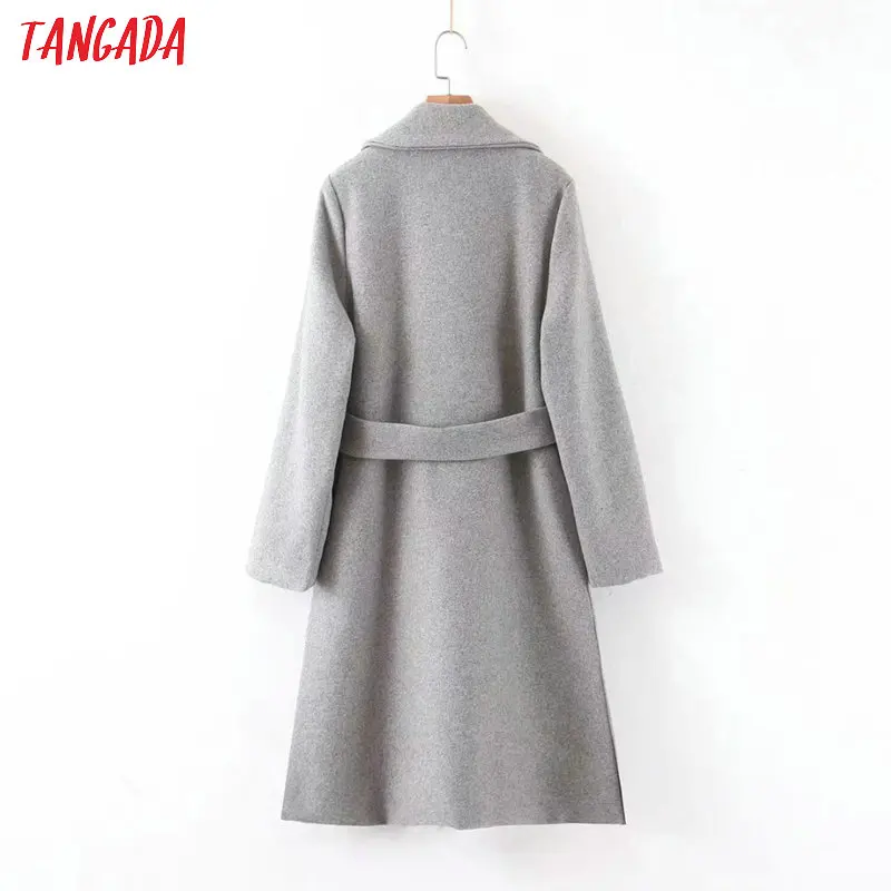 Tangada, женские плотные пальто, куртка с длинным рукавом, карман, для офиса, для девушек, элегантное, осень, зима, пальто 3Z78