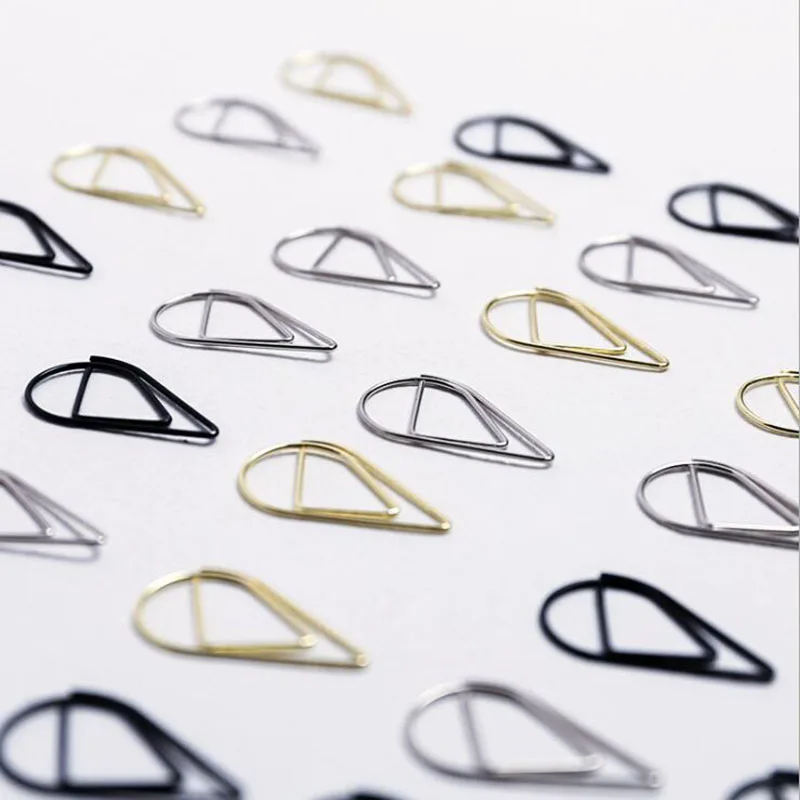 

10pcs Special! Modeling Folders Water Drops Buckle Metal Colored Buttons Bookmark Material Drop-shaped Bookmark Folder Memo