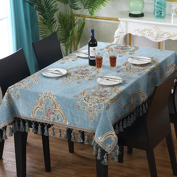

European Luxury Tablecloth Embroidered Rectangular Table Weding Jacquard For Cloth Can Banquet Table Cover Be Customized