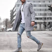 Мужские зимние пальто, модные куртки с карманами для мужчин, деловое черное шерстяное пальто, серый хаки, длинная верхняя одежда, мужской осенний костюм размера XXXL