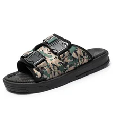Летние уличные камуфляжные мужские шлепанцы; модная Нескользящая Мужская обувь с мягкой подошвой; регулируемые пляжные сандалии