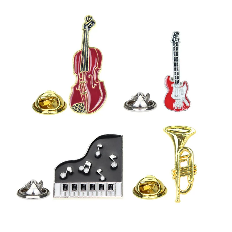 Musical Instruments Hard Enamel Lapel Pin Collecting Badges Fashion Jewelry Collar Cello Saxophone Synthesizer Guitar Brooch | Украшения и