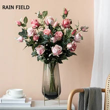 10 шт., искусственные цветы, искусственные розы для гостиной, искусственный цветочный набор, Шелковый искусственный цветок, букет роз, украшение для дома