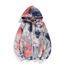 

2021 Autumn New Men Women Tie-dye Cardigan Hooded Sweatshirt Men Oversized Long Sleeve Casual Hoodies Trendy Streetwear Tops