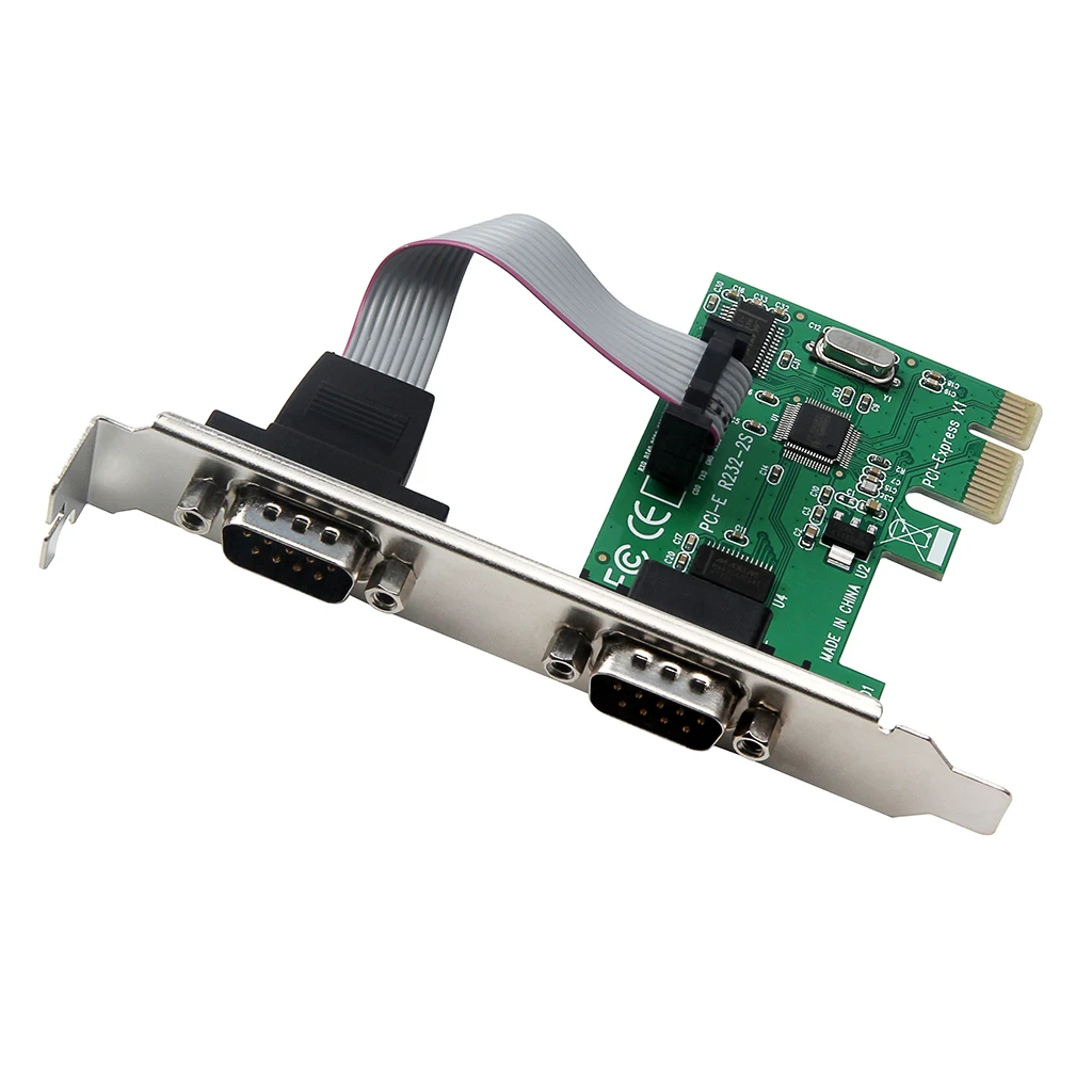 PCI E PCIe в 2 порта Последовательный DB9 RS232 плата адаптера контроллера Экспресс