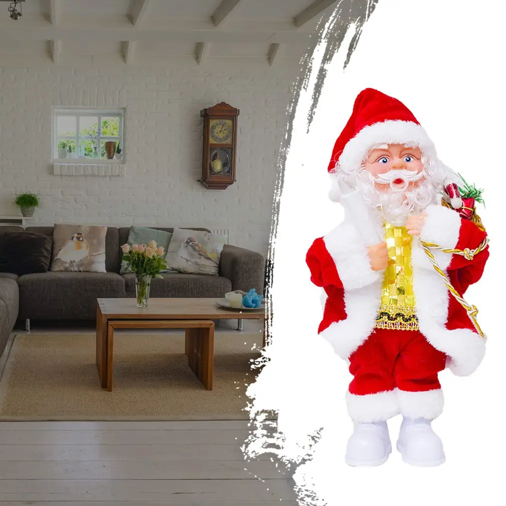 Creative Electric Santa Claus Doll Toy Christmas Singing Dancing Lighting Musical Doll Toy For Children Xmas Gift
