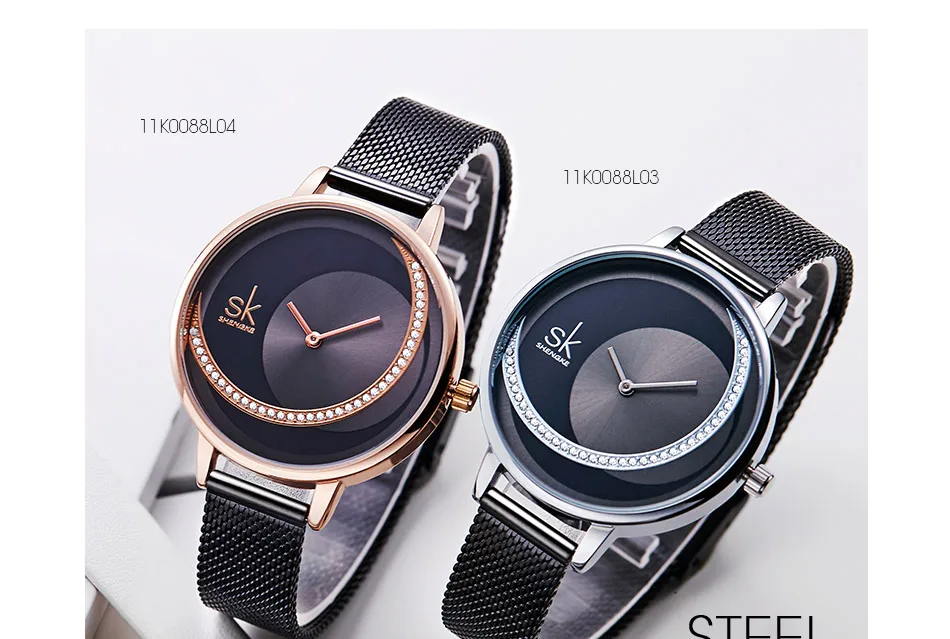 SK Shengke Rhinestone Watches For Women Brand Ladies Quartz Wrist Watch Reloj Mujer 2019 Luxury Stainless Steel Women Watch xfcs (8)