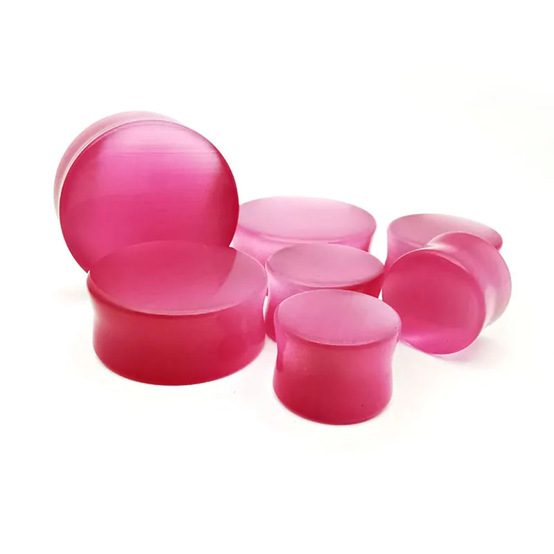 

Factory supply pink cat's eye stone auricle earplugs gauges 6-16mm classic Ear Gauges Piercing Ear Expander Stretcher Jewelry