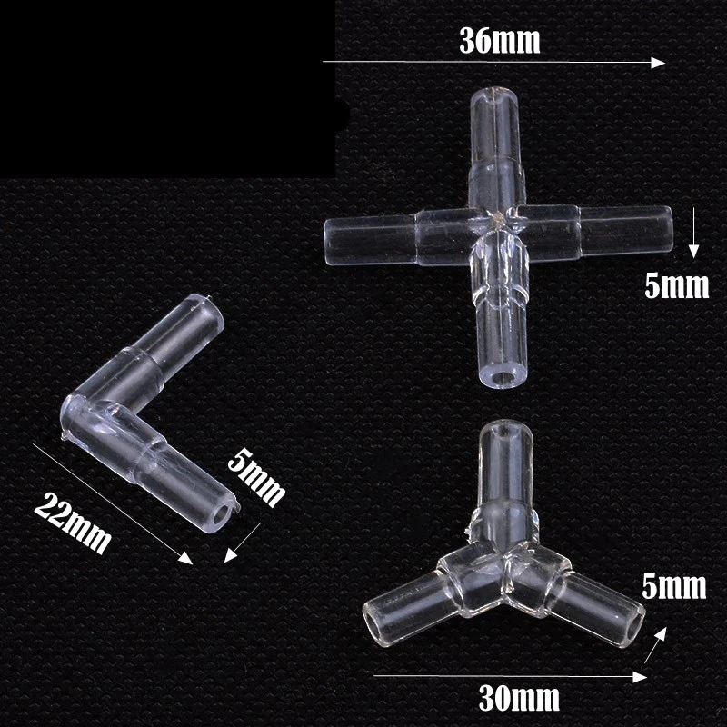 10PCS 4mm Aquarium Airline Tubing Connectors Plastic Inline Valve  Hoses Joints Tee/Cross/Elbow/Y Shaped Air Pump Accessories 6