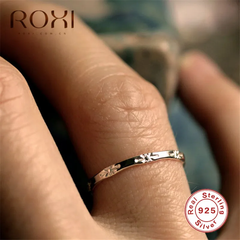 ROXI 925 Sterling Silver Ring for Women Girl Party Wedding Rings Dainty Sun Signet Female Finger Ring Couple Lover Jewelry