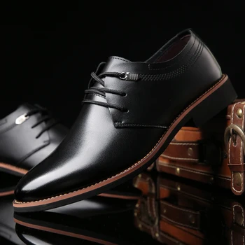 

Business Luxury Oxford Shoes Men Genuine Leather Dress Shoes Mocassins Rubber Formal Lace-up Male Office Party Wedding Shoes