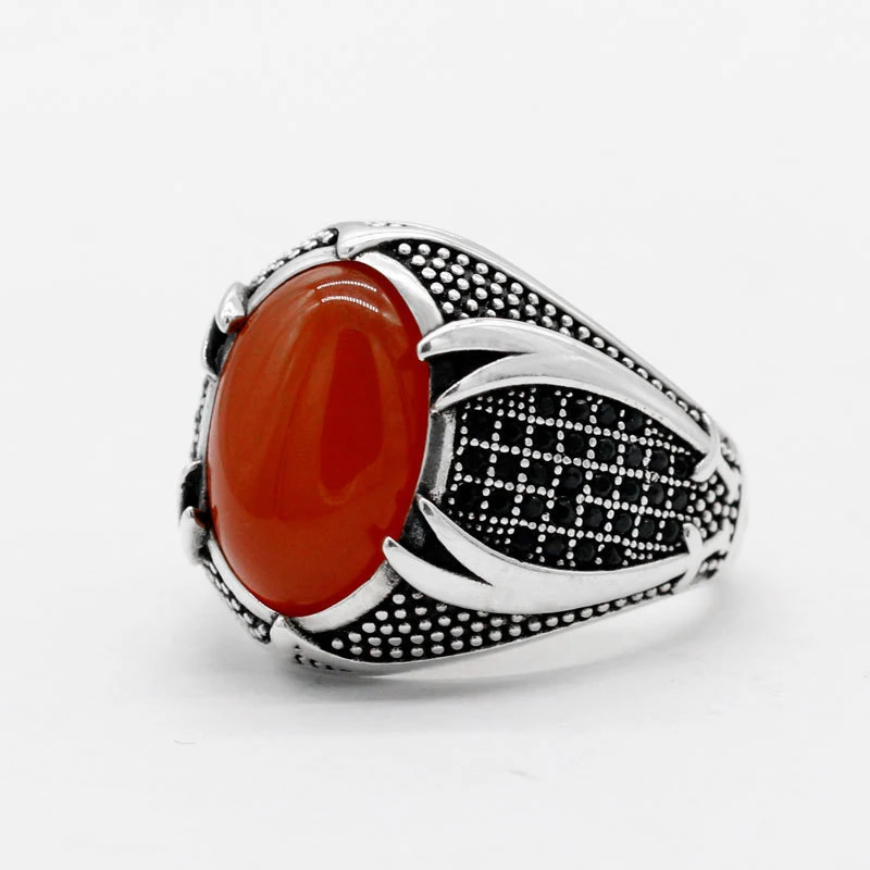 Vintage Carved Pattern Zircon Stone Rings for Men Accessories Wedding Jewelry Fashion Handmade Finger Rings wedding rings finger rings jewelry rings ring jewelry