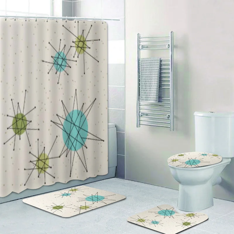 Art Print Flamingo Door Bath Mat Toilet Cover Rugs Shower Curtain Bathroom Decor 