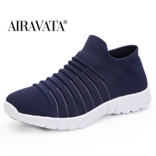 

Airavata Women's Slip On Sock Walking Sneakers Casual Tenis Shoes Flying Woven Breathable Lightweight Running Mom's Shoes