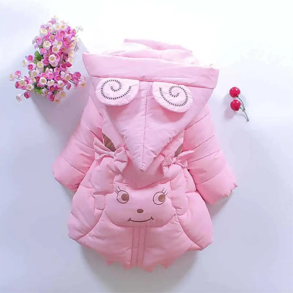 pink Детское зимнее пальто для девочек пуховая куртка пальто с рисунком овечки для девочек, куртка с капюшоном, верхняя одежда для девочек 3, 4, 5, 6, 7, 8 лет - Цвет: pink