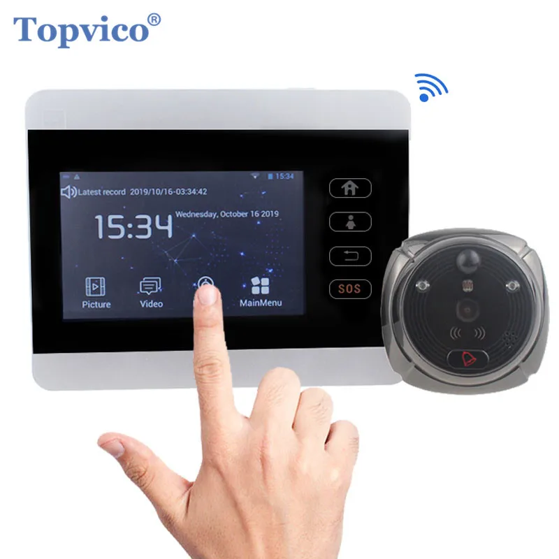 Topvico Peephole Wifi Doorbell Camera Intercom Doorbell Video 4\ Monitor Motion Detection Door Viewer Video-eye Wireless Ring Topvico Peephole Wifi Doorbell Camera Intercom Doorbell Video 4\ Monitor Motion Detection Door Viewer Video-eye Wireless Ring