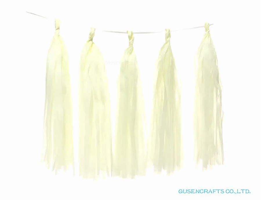 LS11. Beige 5 шт./лот смешанные DIY тканевая бумага кисточка Гирлянда для Свадьбы Дети Единорог День Рождения украшения детский душ сувениры Поставки - Цвет: LS11. Beige