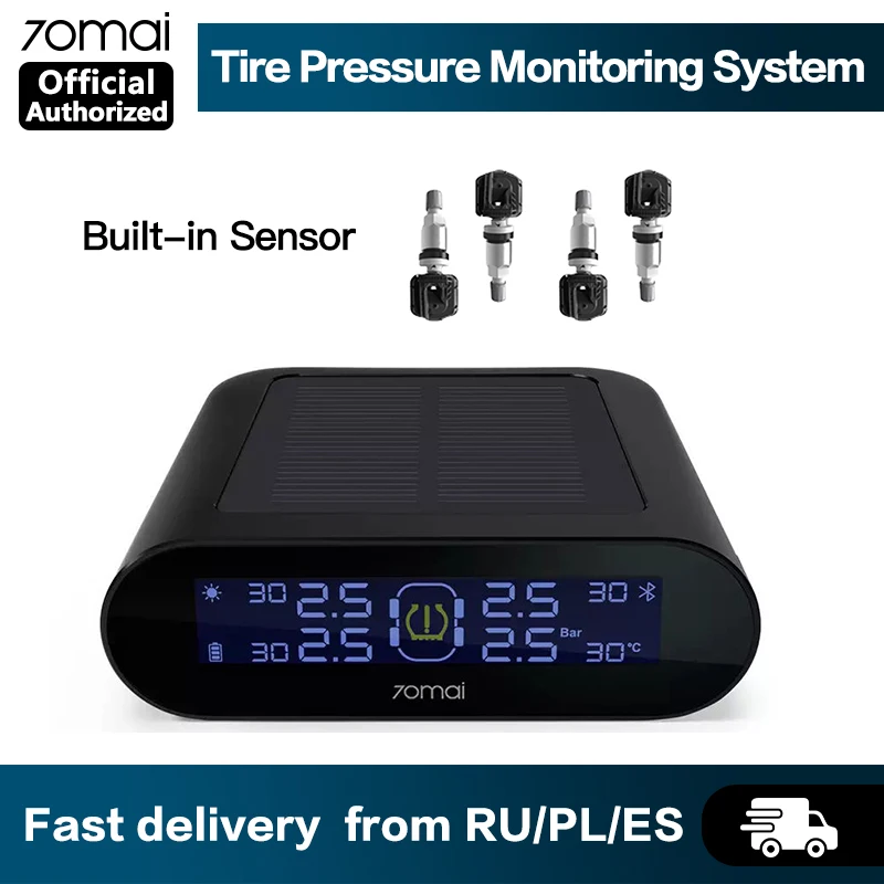 70mai Auto TPMS Bluetooth Tire Pressure Monitoring System Solar Power 70 Mai Smart Reifen Manometer Auto Sicherheit Alarm System 70mai Auto TPMS Bluetooth Tire Pressure Monitoring System Solar Power 70 Mai Smart Reifen Manometer Auto Sicherheit Alarm System
