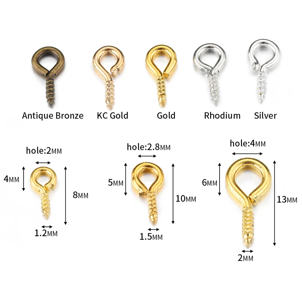 Sourcing Map 200Pcs Small Screw Eye Pins Hooks Mini Eyelets Screws Threaded, 5.5x12x1.2mm Self