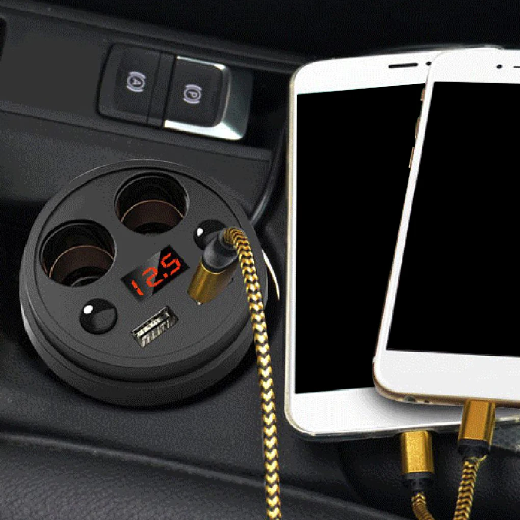 Светодиодный дисплей автомобильное зарядное устройство двойной USB порт чашки тип прикуривателя телефон USB зарядное устройство 120 Вт Мощность
