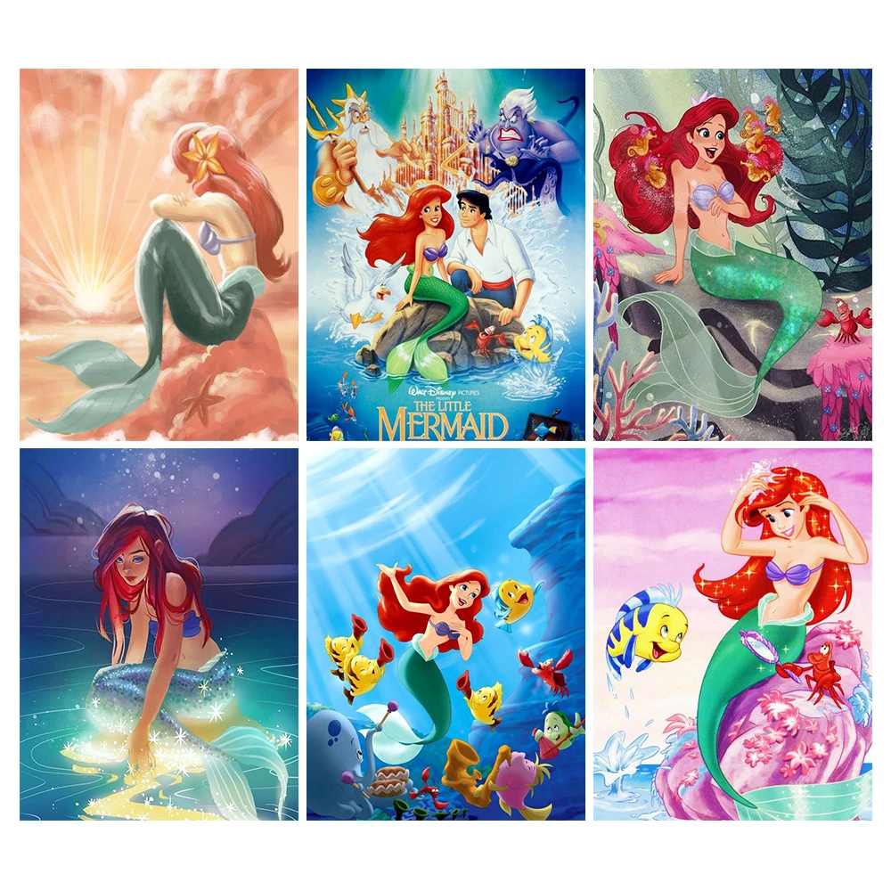 Pintura de diamante 5D DIY de Disney, punto de cruz, dibujos animados, La  Sirenita, Ariel, Princesa, mosaico bordado, decoración de pared,  regalos|Pintura de punto de cruz de diamantes| - AliExpress