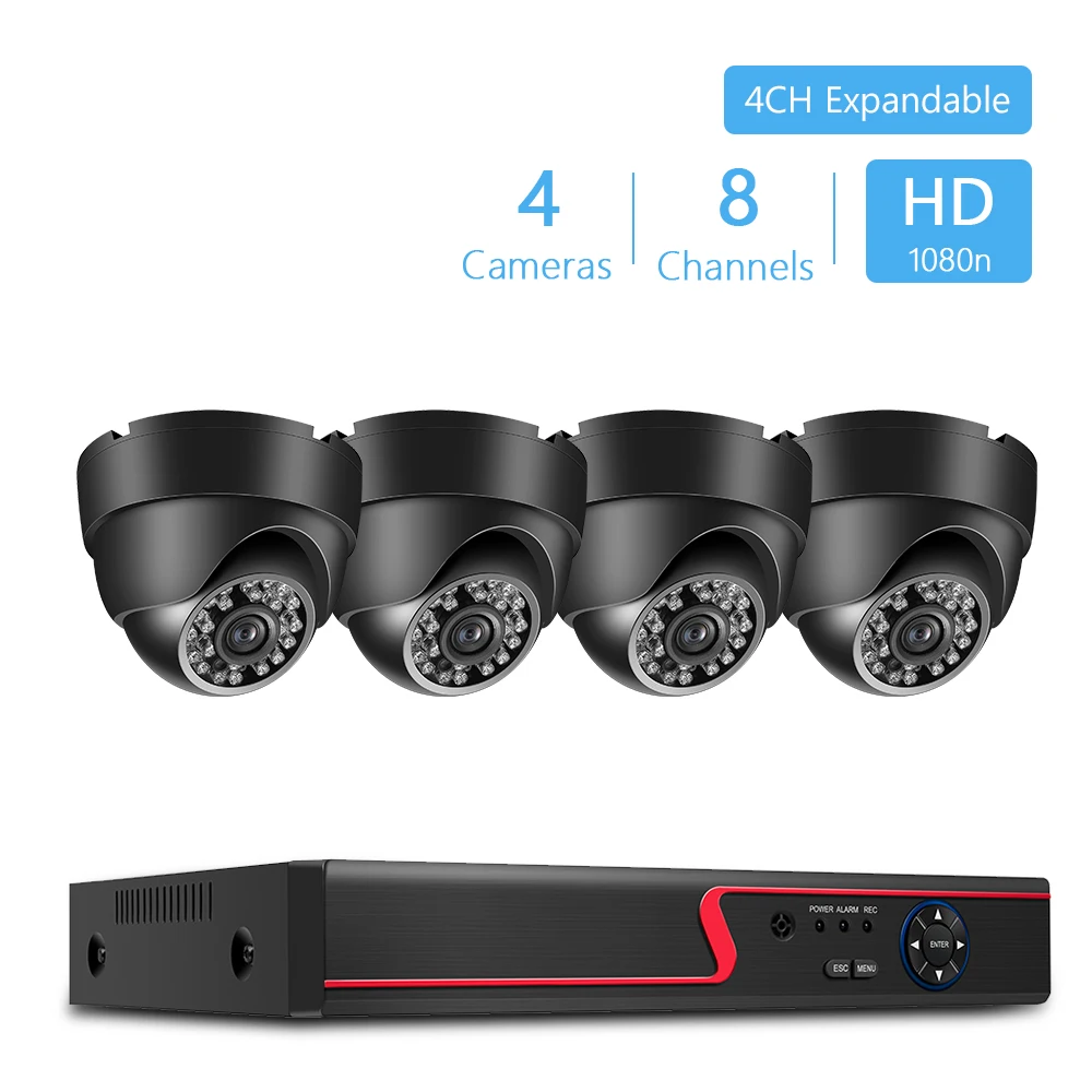 kit 4 1080 P/8 4CH DVR комплект видеонаблюдения Системы 8/4/2 шт. 2MP всепогодный пуля/купольная IP камера Камера домашнего видеонаблюдения Системы - Цвет: kit 4