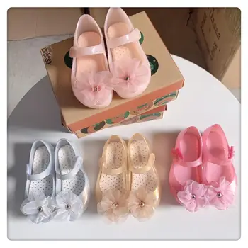 

Mini Melissa flower Summer Baby Girls Sandals Infant Toddler Princess Kids Shoes Children Sandals Breathable PVC Flats Sandals