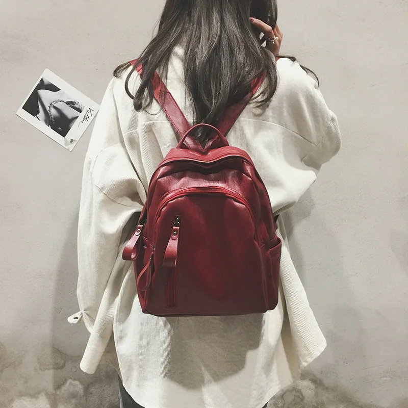 Летний стильный мягкий кожаный рюкзак в Корейском стиле, модный простой Универсальный школьный рюкзак