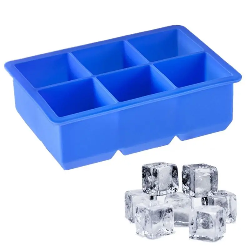Силиконовый лоток для льда с крышкой, 6 кубиков, для хранения салата, для замораживания детского питания, форма для льда, квадратная форма для льда
