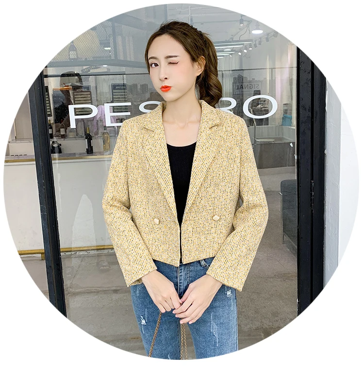 Новое Стильное шерстяное пальто для фотосессии, женские Популярные топы на весну и осень, очень изящный короткий модный костюм