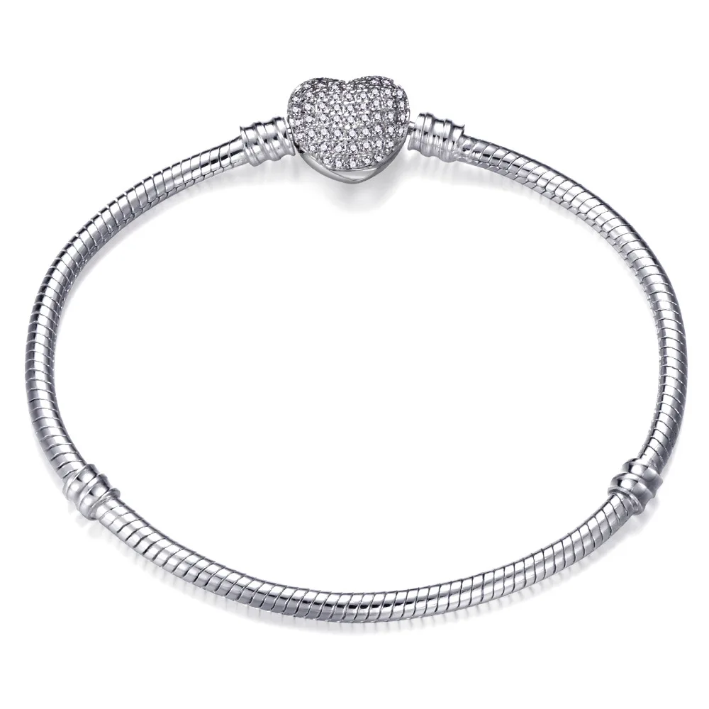 CMS1104d 17-21 см серебряный цвет любовь змея браслет цепочка подходит дизайн бусины Шарм DIY браслеты из бисера ювелирные изделия изготовление Модный подарок - Окраска металла: CMS1104d