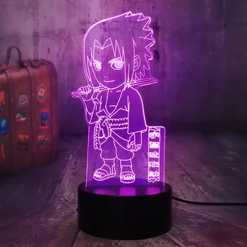 

Cartoon Japanese Anime Uchiha Sasuke Naruto 3D LED Night Light Cute Kids Toy Christmas lamp 7 Colors Desk Lamp Bedroom Decor