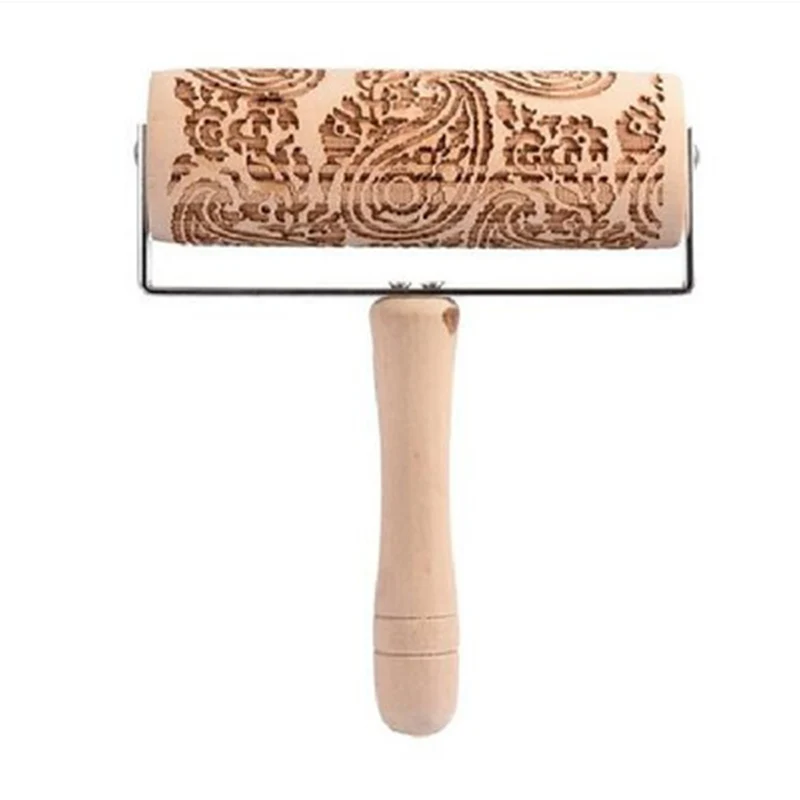 Новогодний валик для теста в форме сердца, цилиндрический валик для тиснения, скалка для пельменей, инструменты для выпечки, кухонные аксессуары - Цвет: 1