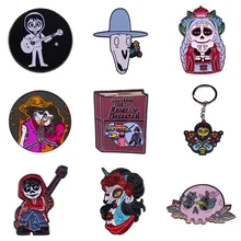 

Excellent Quality Cowboy Skeleton Couple Enamel Pin Glitter Brooches Endless Love Badge Fashion Jewelry keychain Valentines Gift