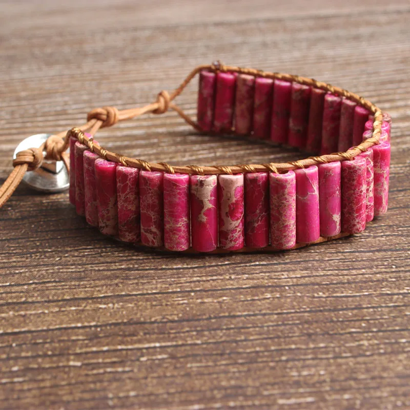 LanLi натуральные ювелирные изделия Роза красный император камень вязать браслет для мужчин и женщин давая подарки и самоиспользование