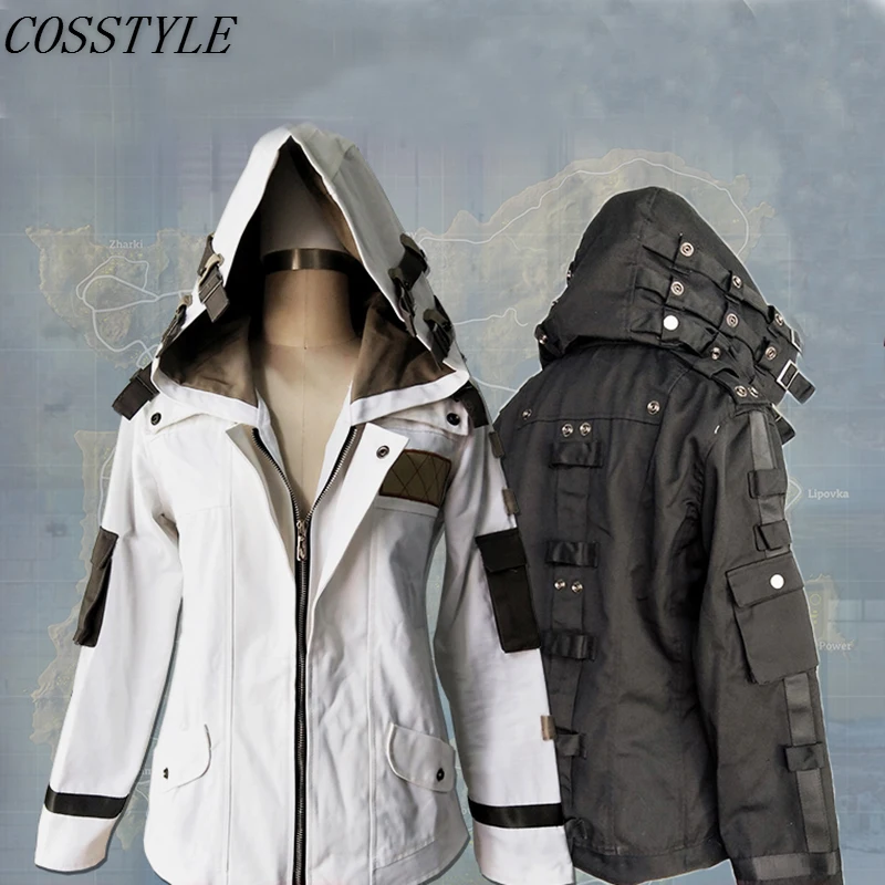  Game PUBG Playerunknown's Battlegrounds Cosplay Costumes Child Adult Hooded Coat Jacket Black White
