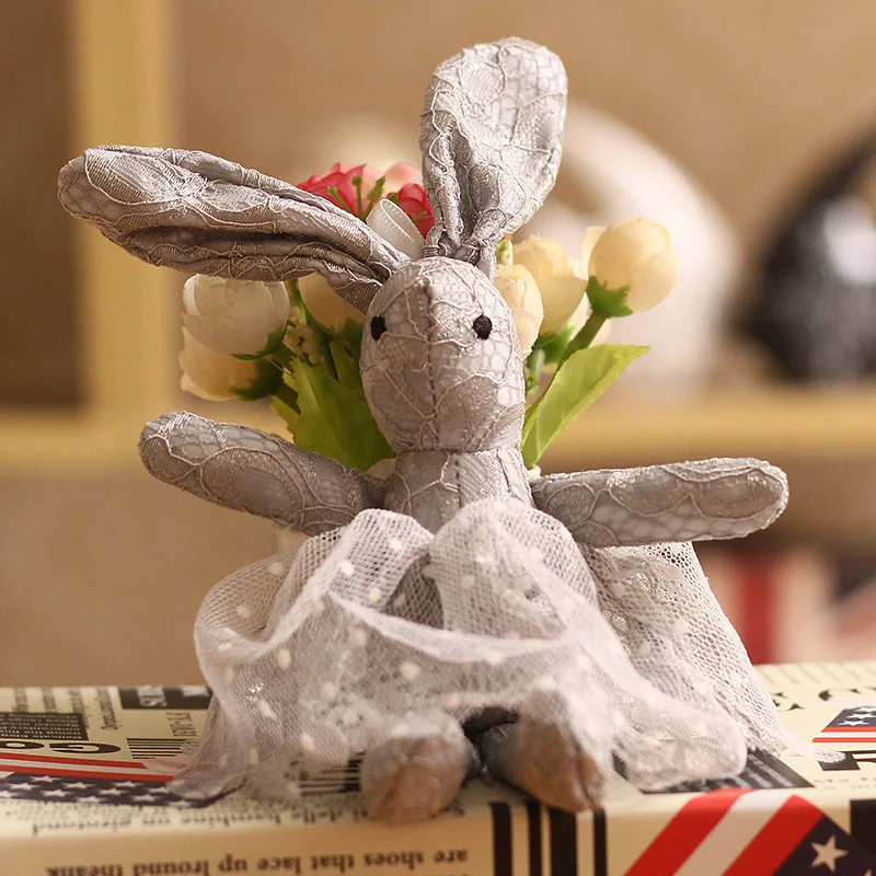 Plush Keychain Cute Cartoon Animal Plush Toy Keychain Backpack Bag Keychain Lace Rabbit Stuffed Toys Cute Gift